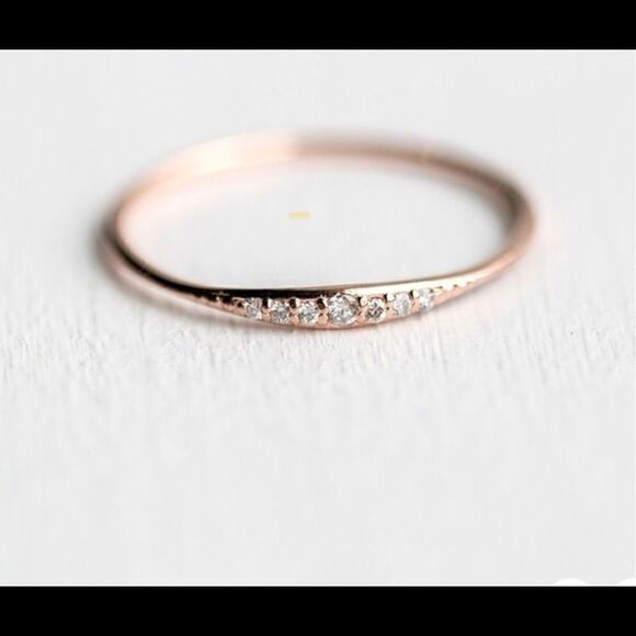 Delicate Rose Gold Diamond Ring - Picture 1 of 2